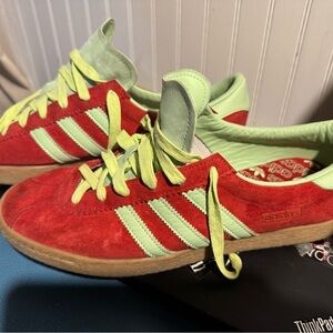 Adidas Red and Green Suede Sneakers